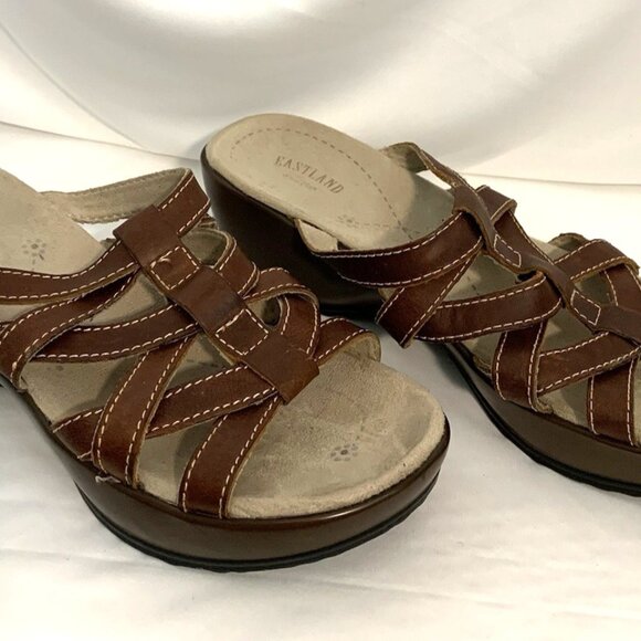 Eastland Sandals Brown Leather Strappy Platform Women's Size 8 M - Picture 3 of 7